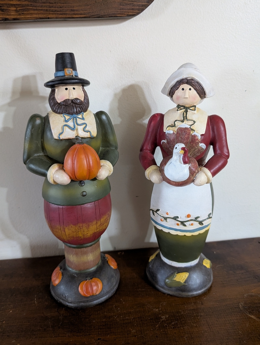 Vintage Harvest Collection Thanksgiving Pilgrim Figurine Set - 12" Farmhouse